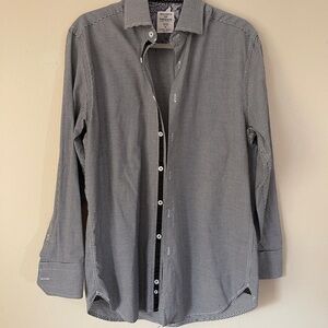 Society Of Threads Mens Button Down Shirt Black White Size Medium